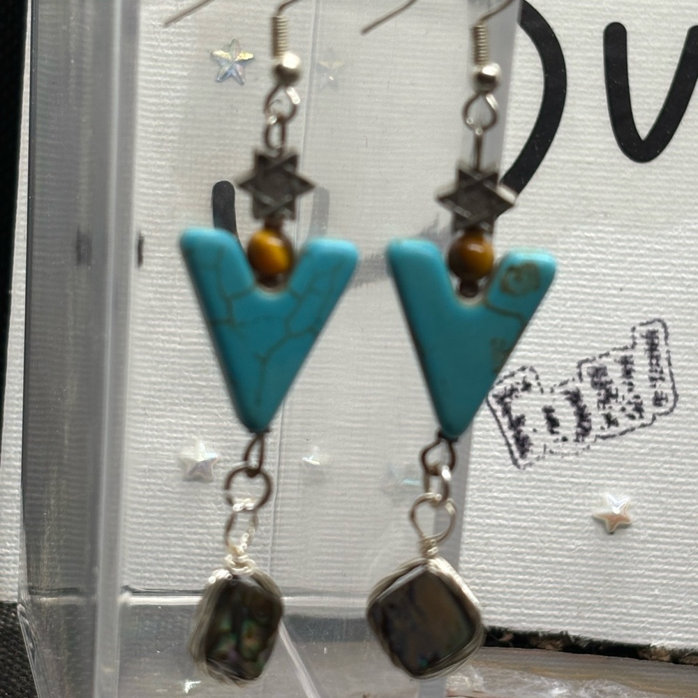 Turquoise and Silver Dangle Earrings